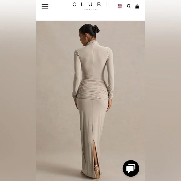 Club L London Cream Long Sleeve Maxi Dress - Picture 2 of 6